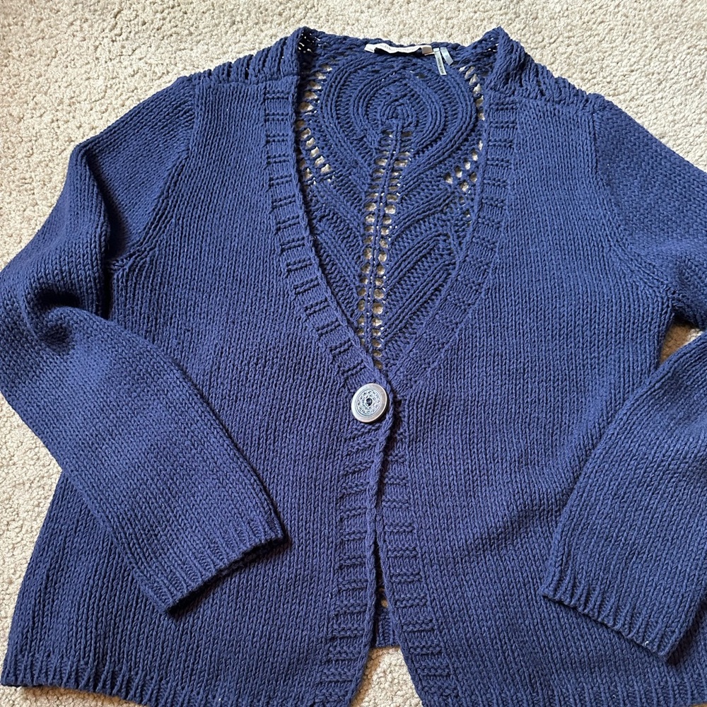 Soft surroundings, cotton blend, sick oversized navy cardigan